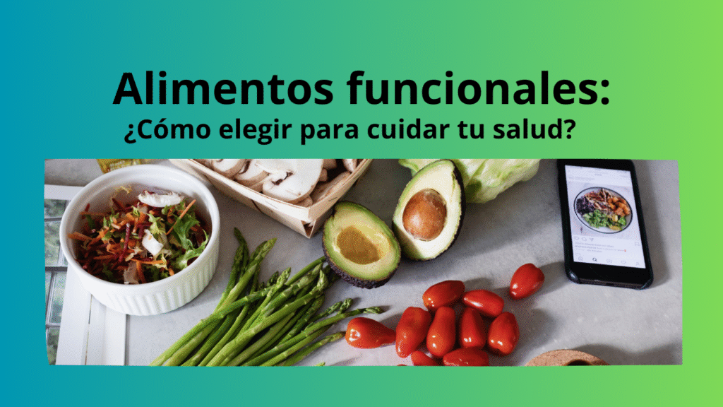 Alimentos funcionales naturales y saludables sobre una mesa.
